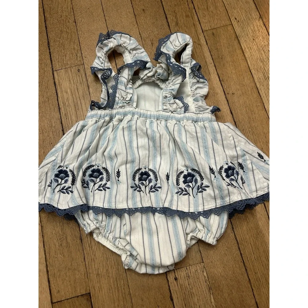 Haute Hippie Striped Floral Dress Infant Toddler 24 Month Spring Summer Blue